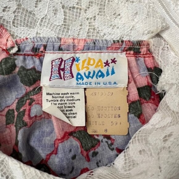 Vintage Hilda Hawaii Maxi Dress Floral Pockets Prairiecore Cottagecore Size 8 - Picture 6 of 6